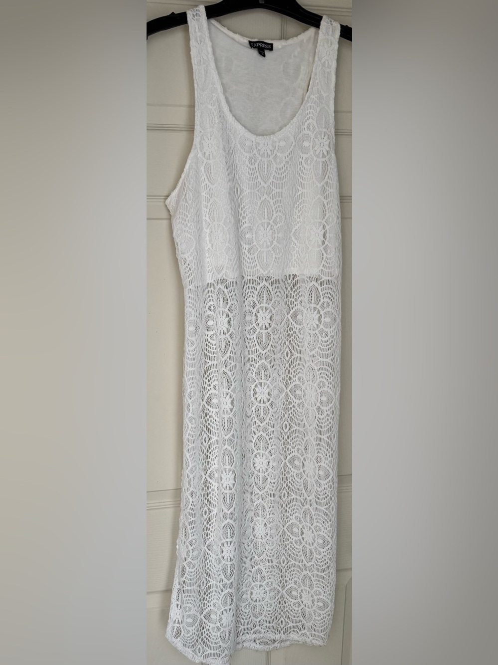 Express White Crochet Lace Maxi Cover-Up Dress / Size Large